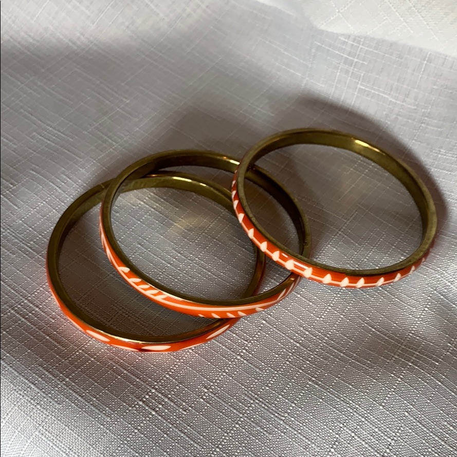 Orange/White Patterned Bangles